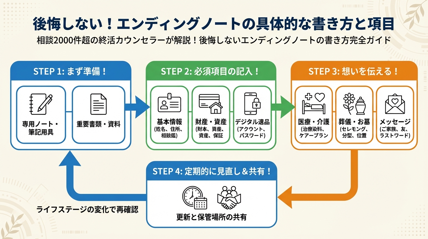 エンディングノート 後悔しない！エンディングノートの具体的な書き方と項目