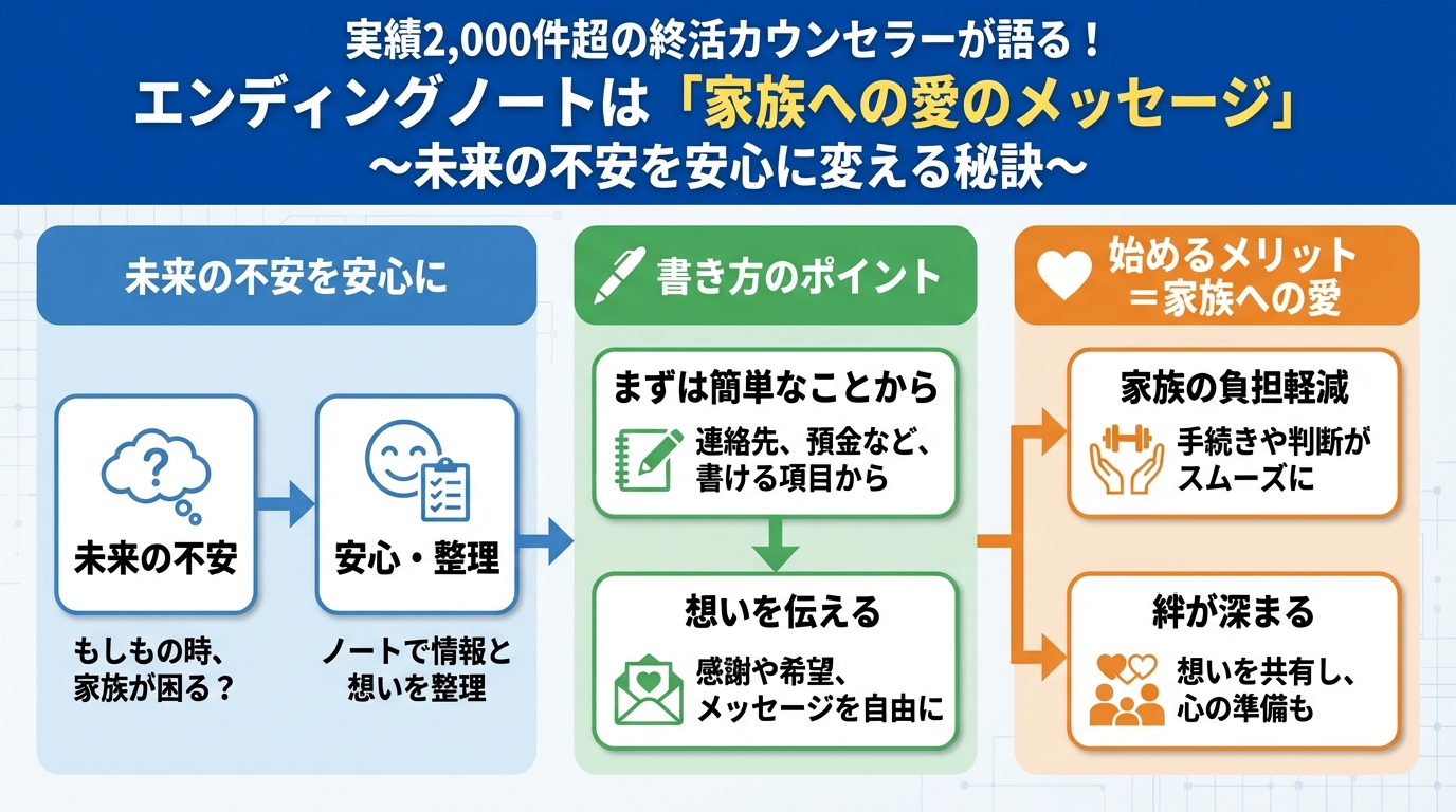 エンディングノート エンディングノートは'家族への愛のメッセージ'～書き方のポイントと始めるメリット～