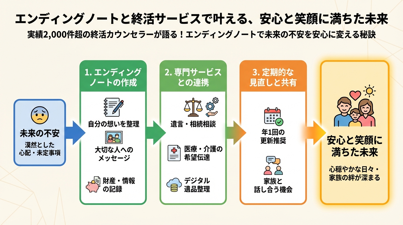 エンディングノート エンディングノートと終活サービスで叶える、安心と笑顔に満ちた未来