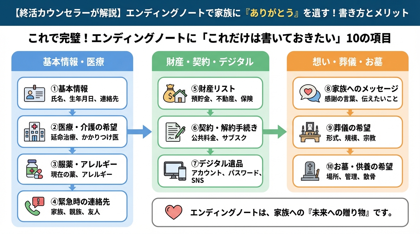 エンディングノート これで完璧！エンディングノートに「これだけは書いておきたい」10の項目