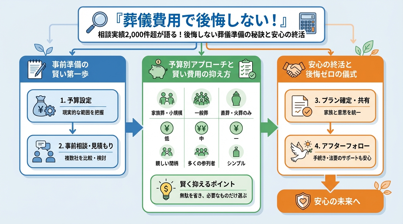 葬儀 『葬儀費用で後悔しない！』予算別アプローチと賢い費用の抑え方
