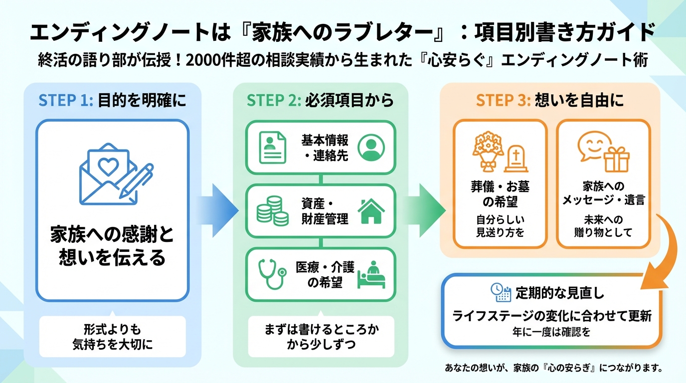 エンディングノート エンディングノートは「家族へのラブレター」：項目別書き方ガイド
