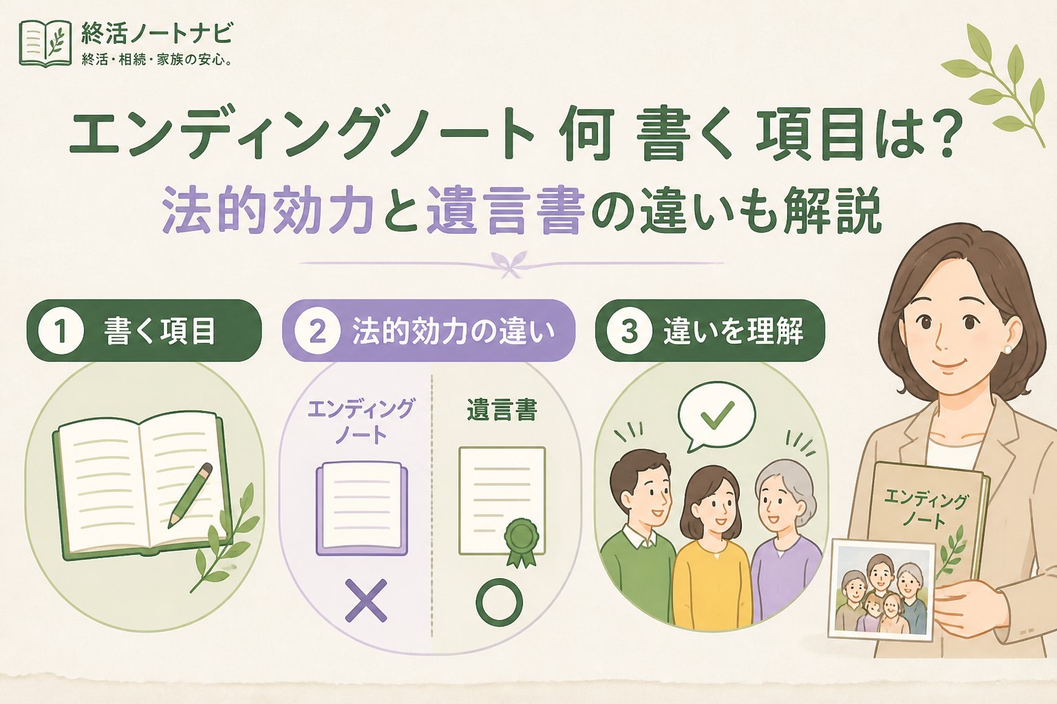 エンディングノート エンディングノート 何 書く 項目は？法的効力と遺言書の違いも解説