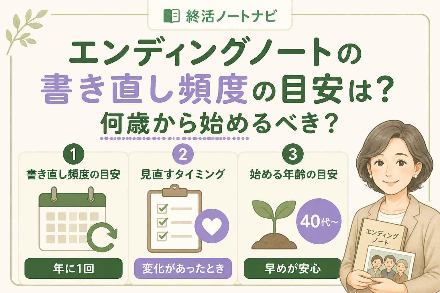 エンディングノート エンディングノートの書き直し頻度の目安は？何歳から始めるべき？