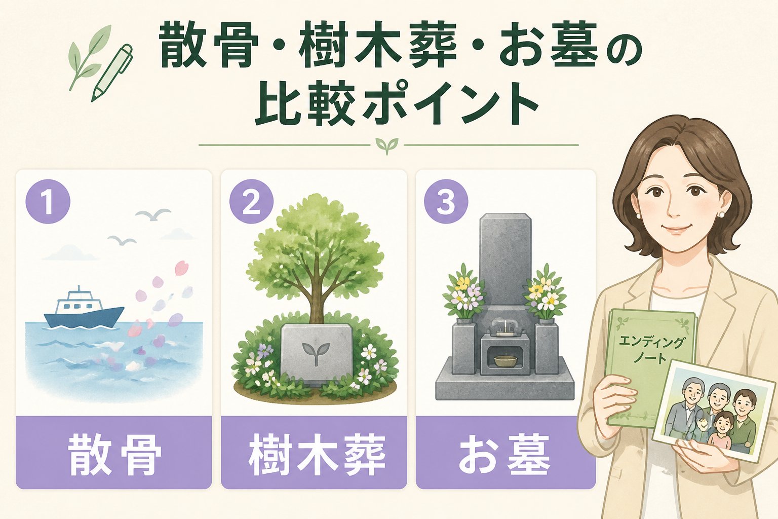 葬儀 散骨・樹木葬・お墓の比較ポイント