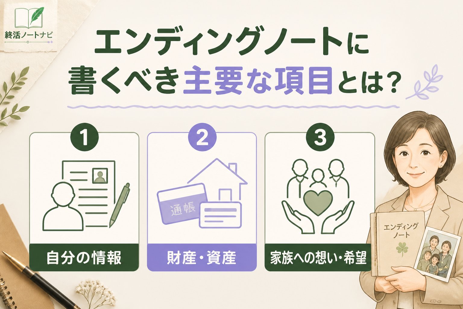 エンディングノート エンディングノートに書くべき主要な項目とは？