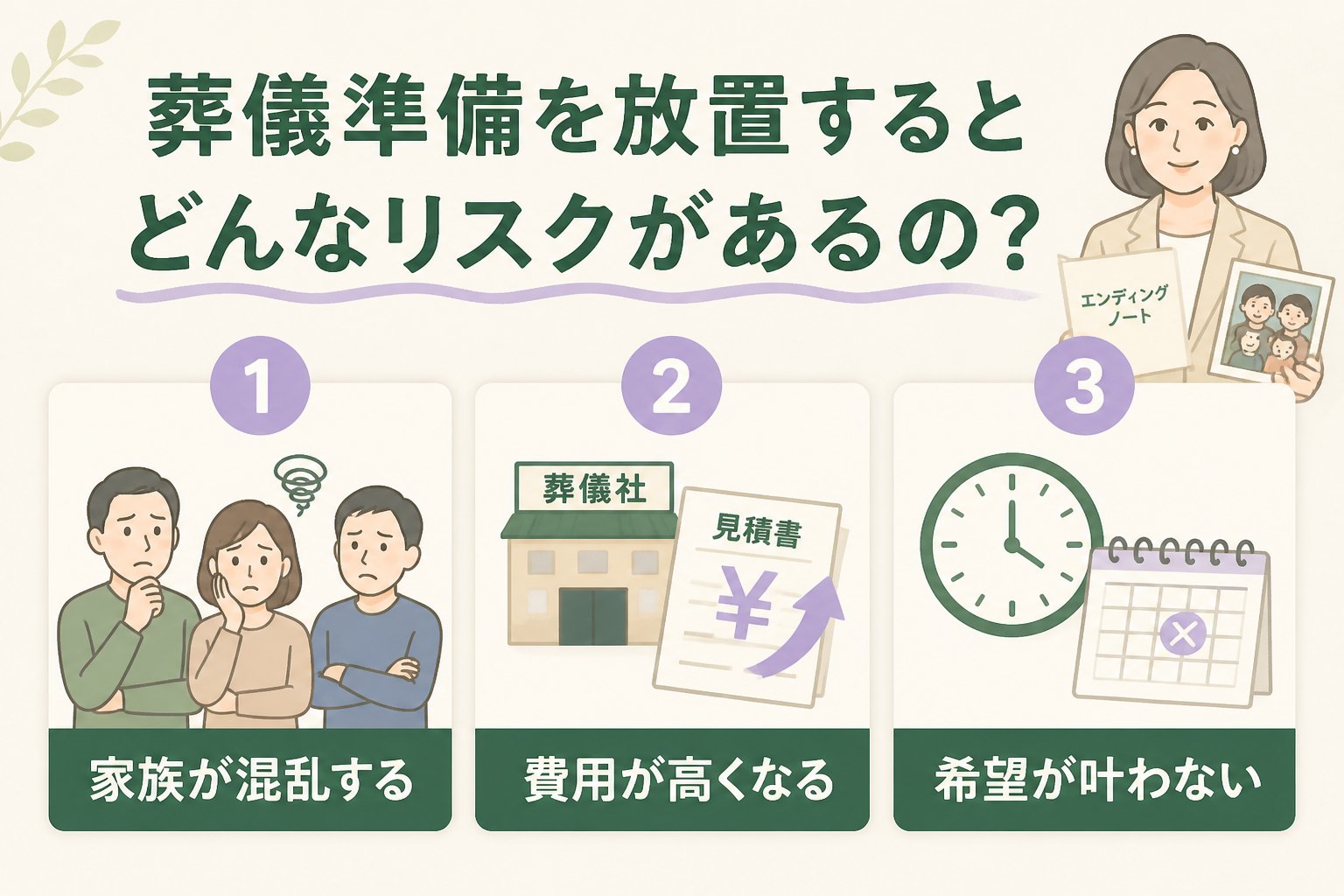 葬儀 葬儀準備を放置するとどんなリスクがあるの？