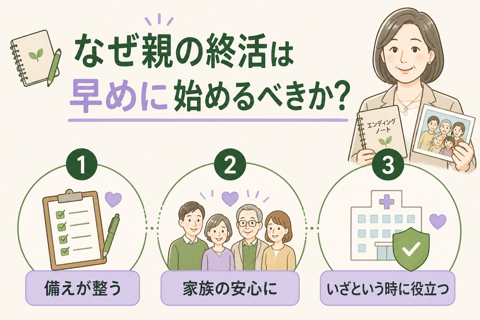 エンディングノート なぜ親の終活は早めに始めるべきか？