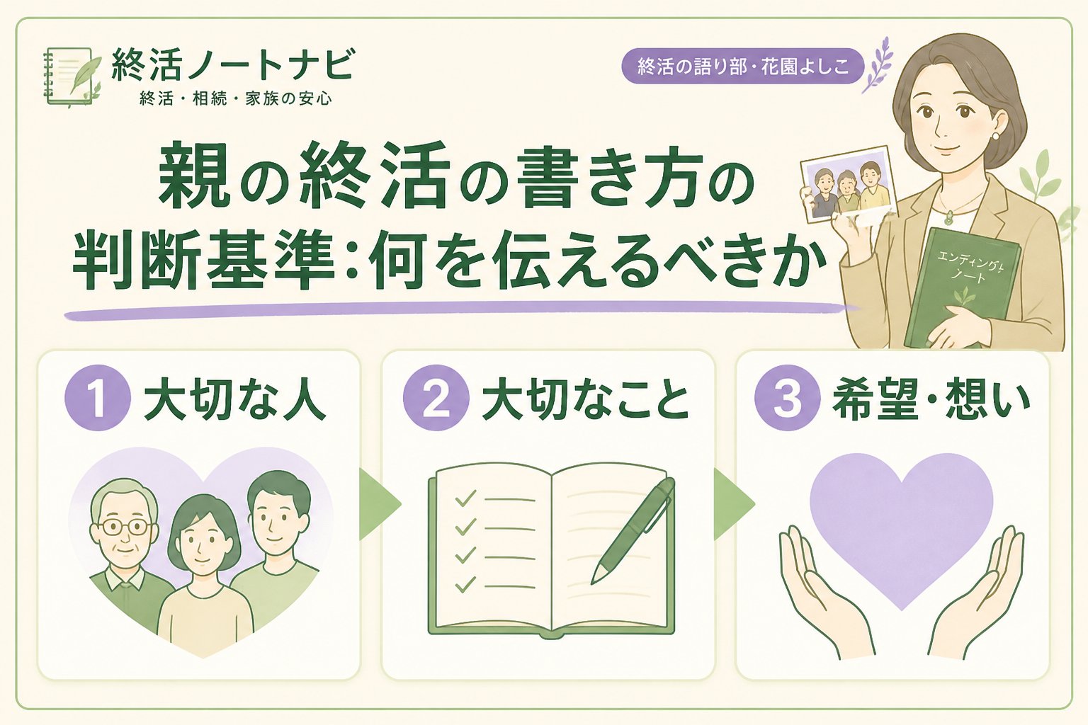 エンディングノート 親の終活の書き方の判断基準：何を伝えるべきか