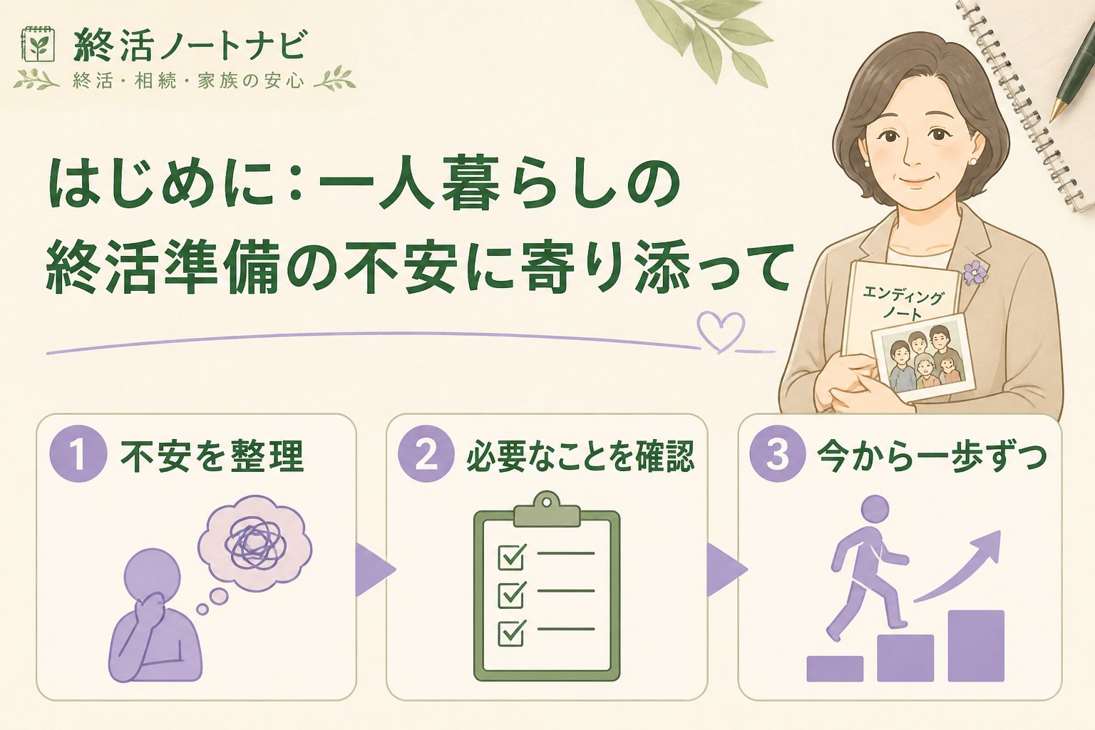 エンディングノート はじめに：一人暮らしの終活準備の不安に寄り添って