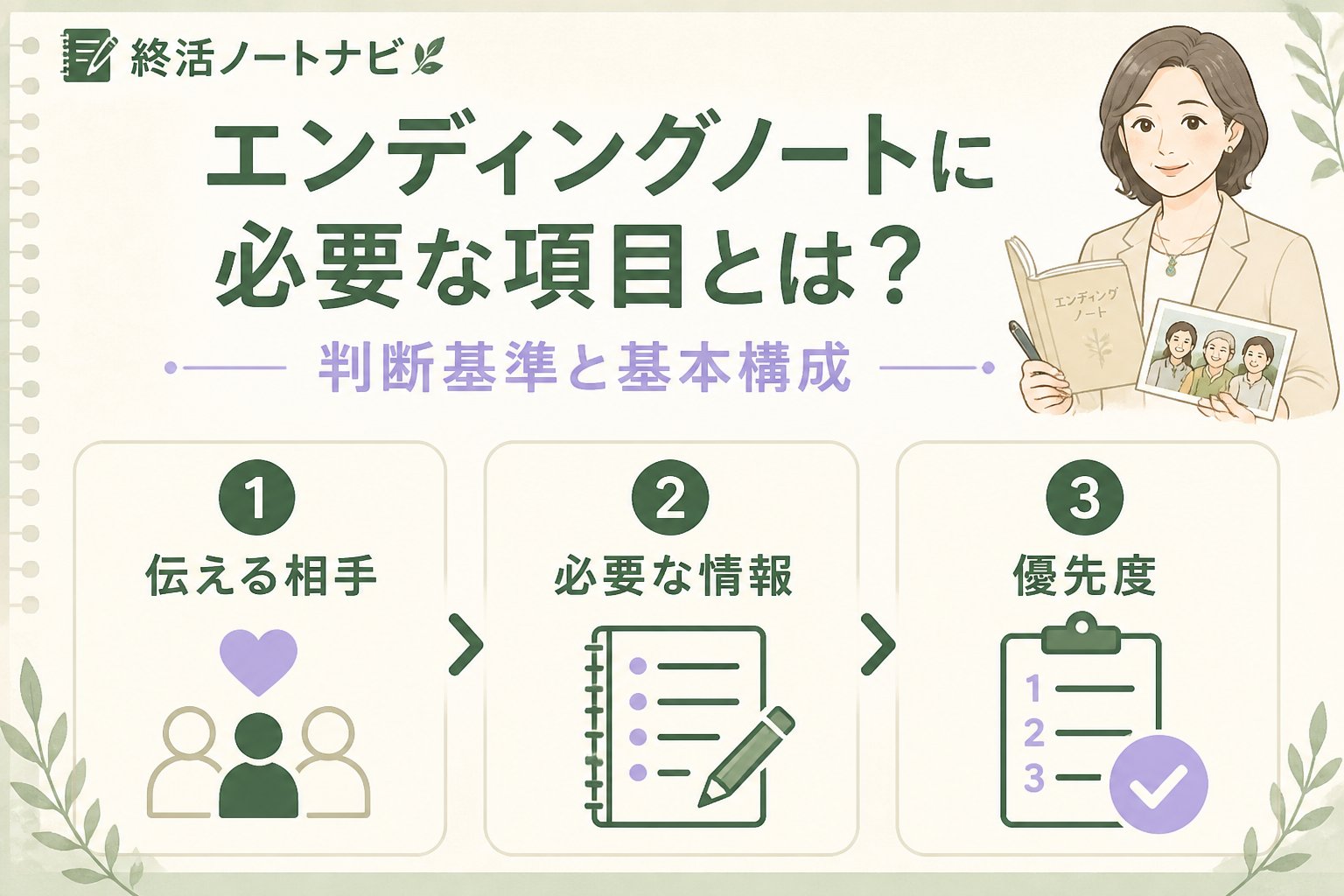 エンディングノート エンディングノートに必要な項目とは？判断基準と基本構成