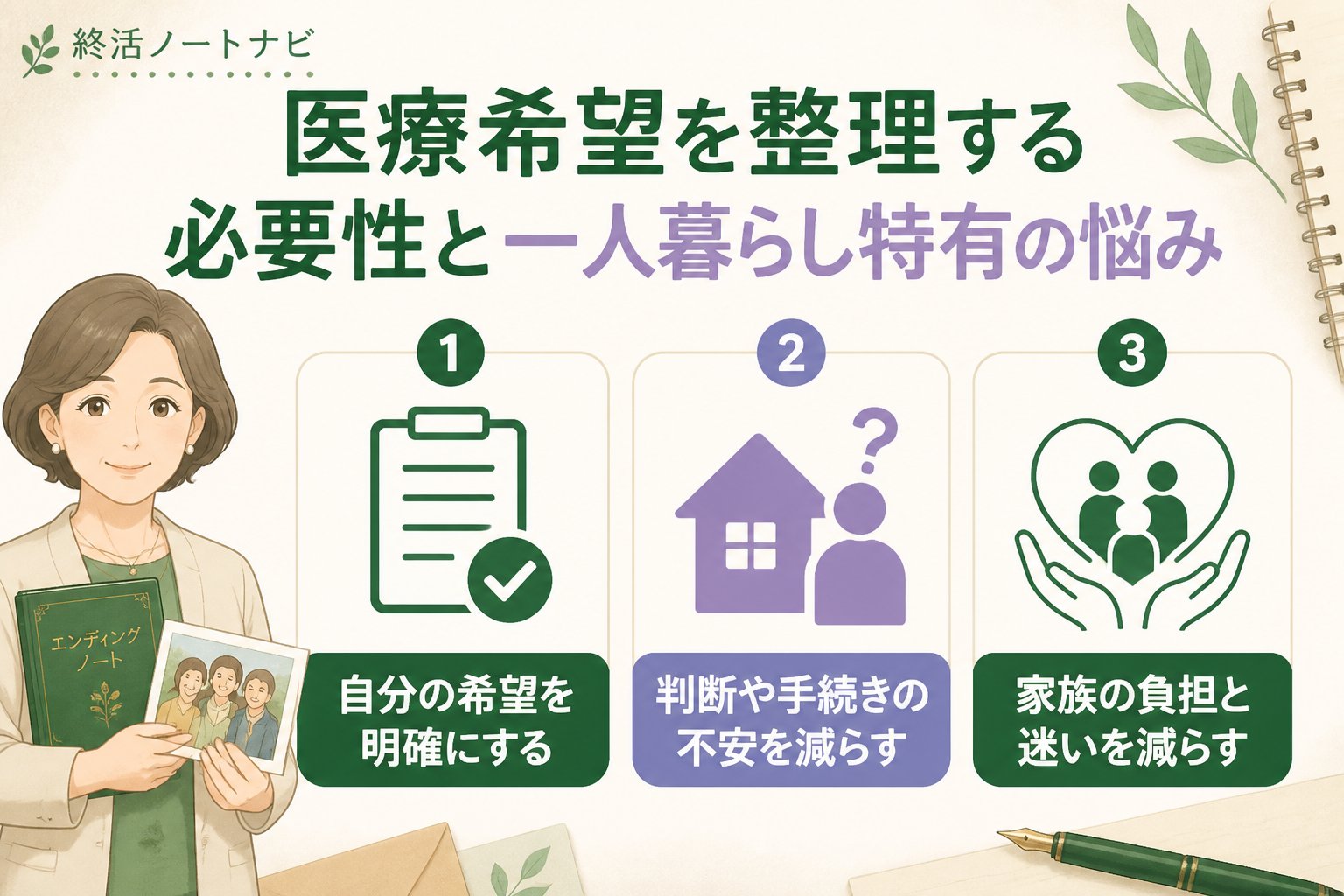 エンディングノート 医療希望を整理する必要性と一人暮らし特有の悩み