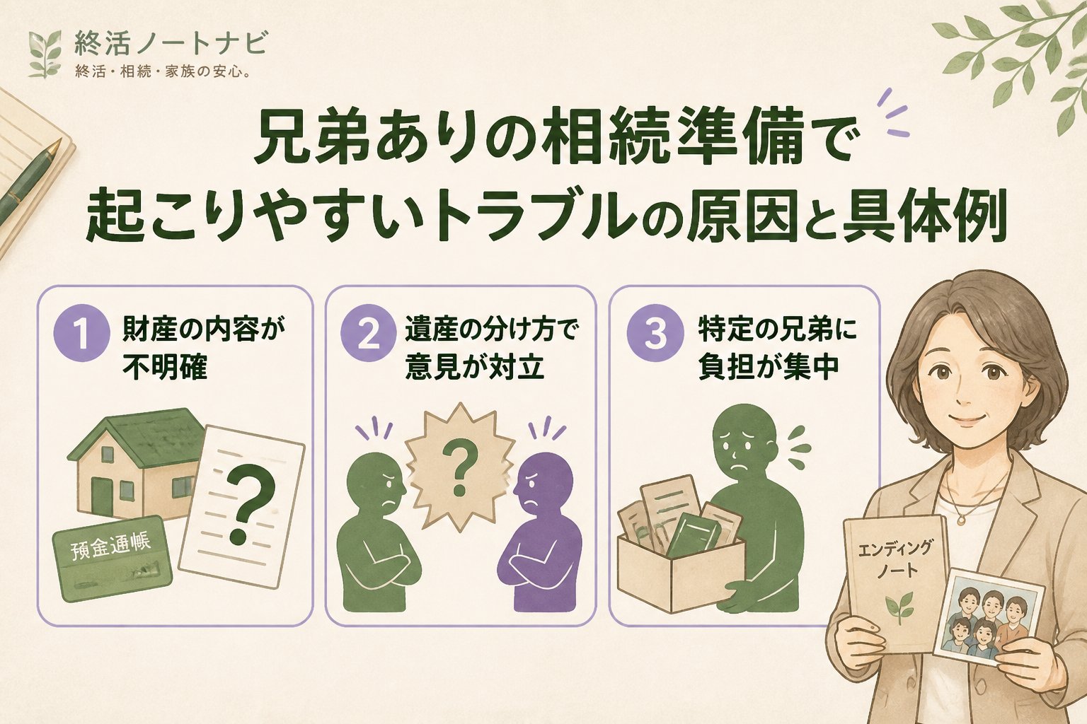 相続 兄弟ありの相続準備で起こりやすいトラブルの原因と具体例