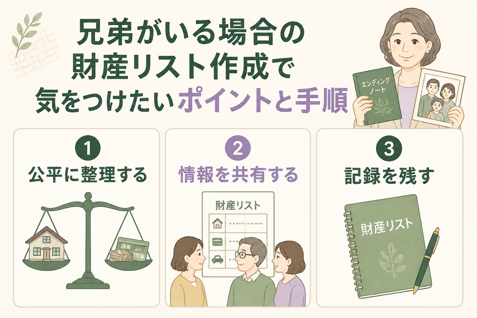 相続 財産リスト兄弟あり注意点とは、兄弟がいる家庭で相続準備を進める際に押さえておくべきポイントや具体的な作成手順のことです。公平性や透明性を保ちながら、トラブルを防ぐための基本を解説します。
