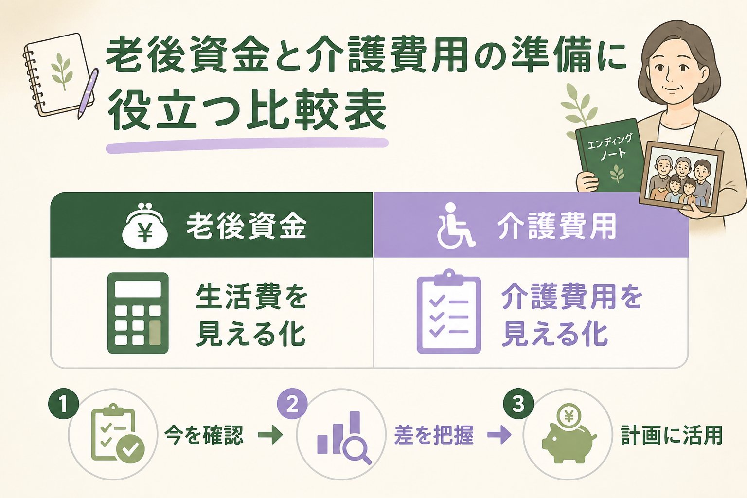 老後資金 老後資金と介護費用の準備に役立つ比較表