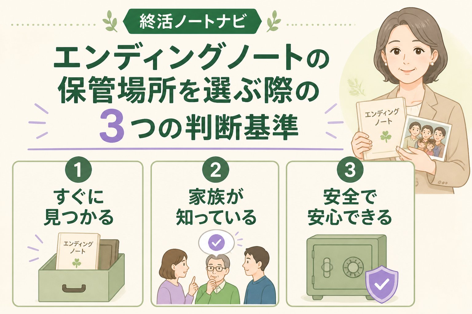 エンディングノート エンディングノートの保管場所を選ぶ際の3つの判断基準