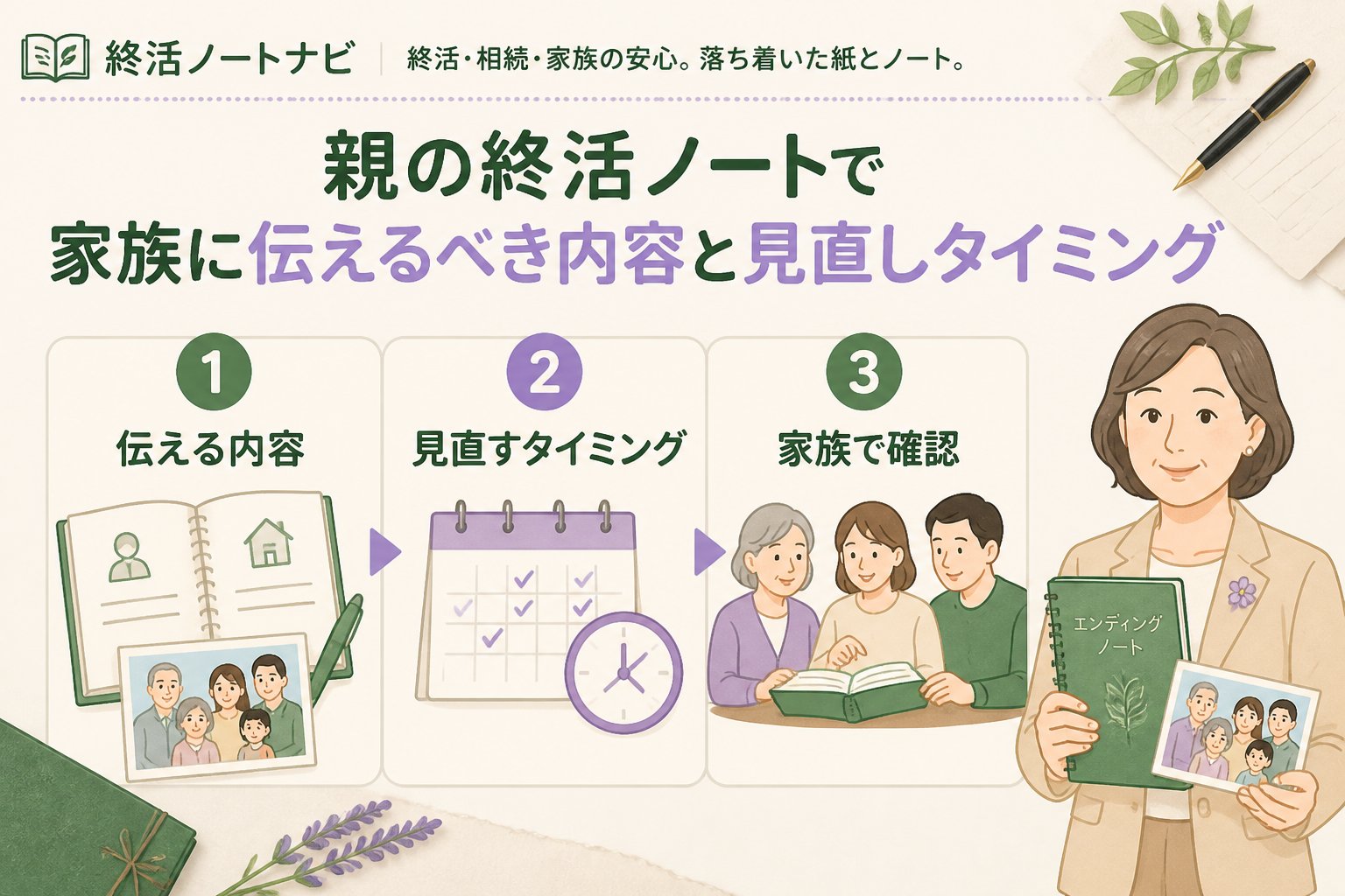 エンディングノート 親の終活ノートで家族に伝えるべき内容と見直しタイミング