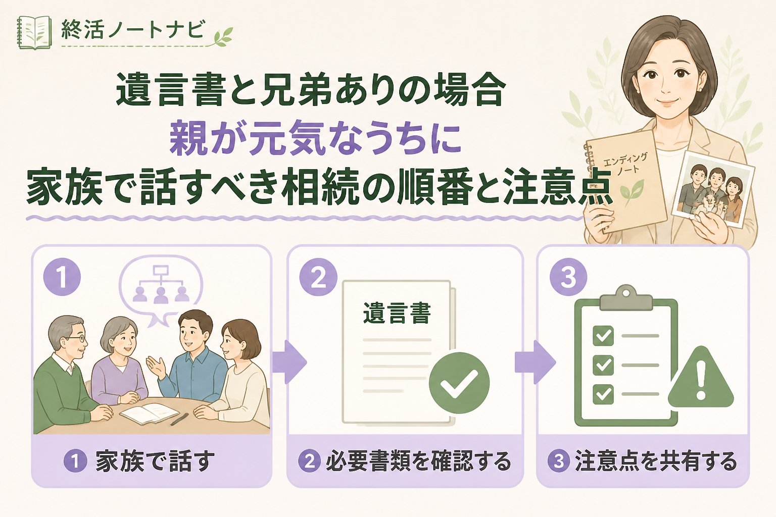 相続 遺言書と兄弟ありの場合の必要書類を踏まえた親が元気なうちに家族で話すべき相続の順番と注意点