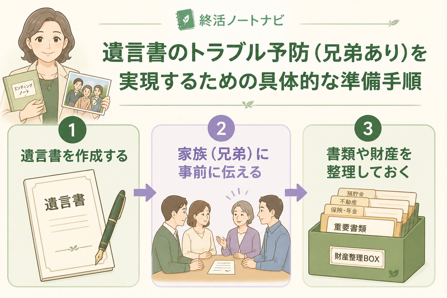 相続 遺言書のトラブル予防（兄弟あり）を実現するための具体的な準備手順