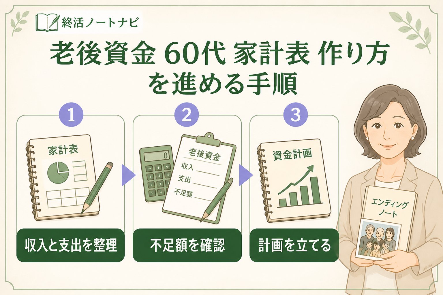 老後資金 老後資金 60代 家計表 作り方を進める手順