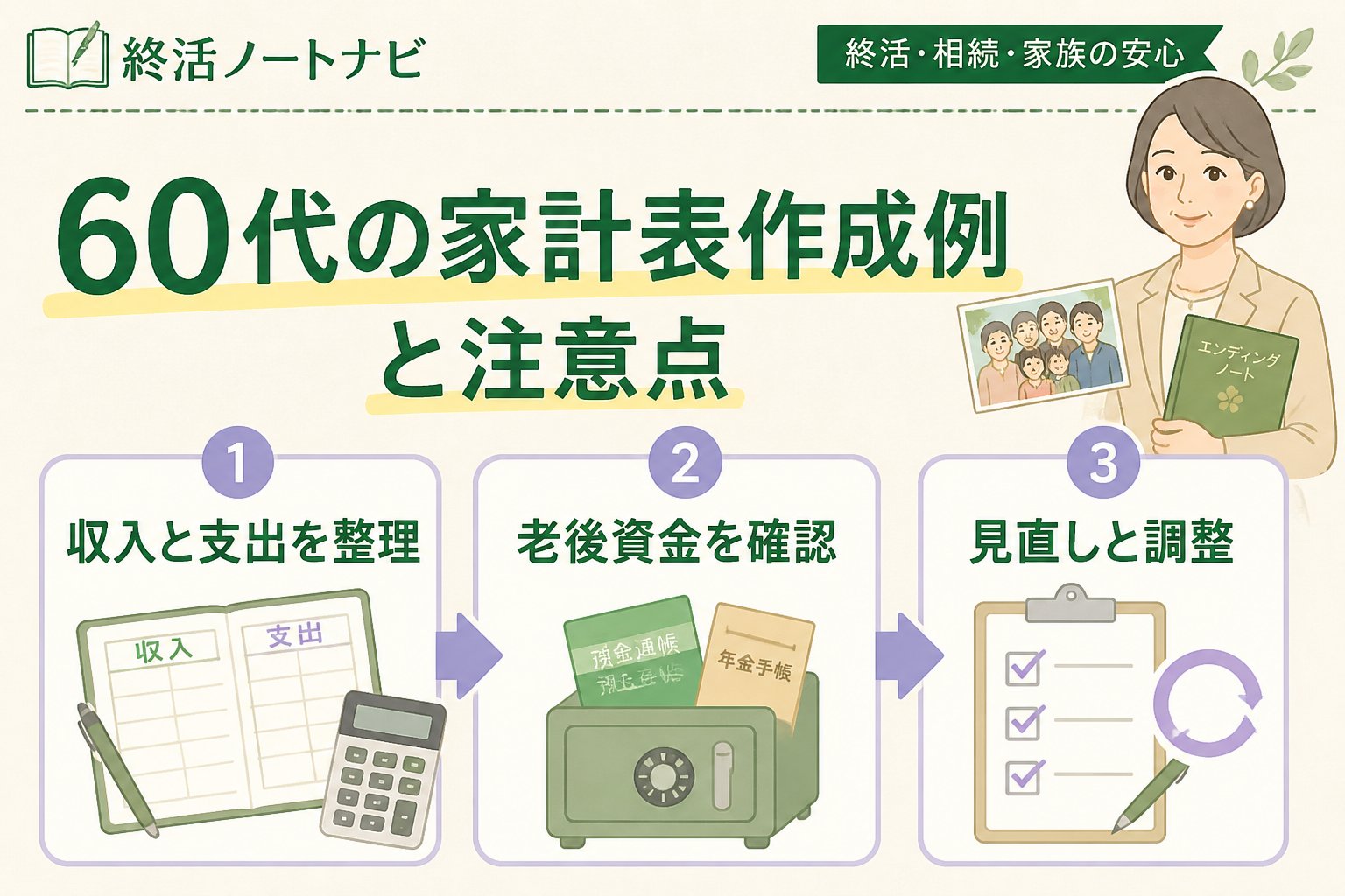 老後資金 60代の家計表作成例と注意点