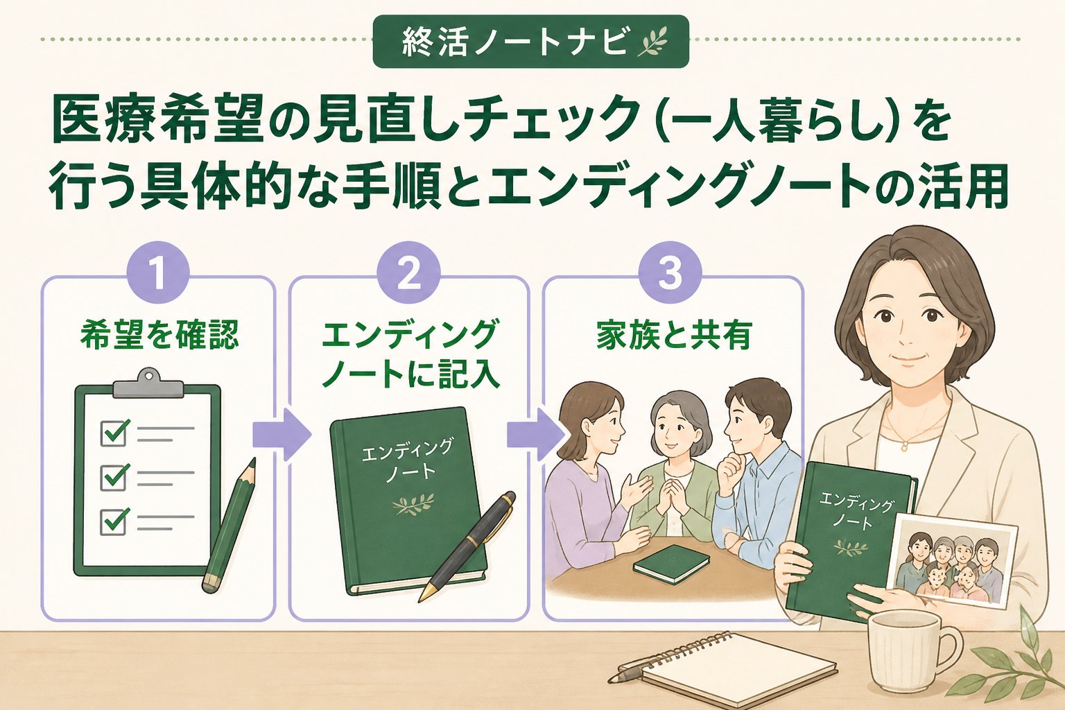 エンディングノート 医療希望の見直しチェック（一人暮らし）を行う具体的な手順とエンディングノートの活用