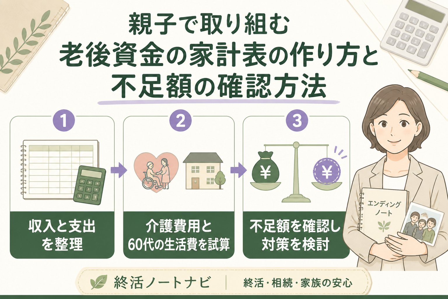 老後資金 親子で取り組む老後資金の家計表の作り方と不足額の確認方法