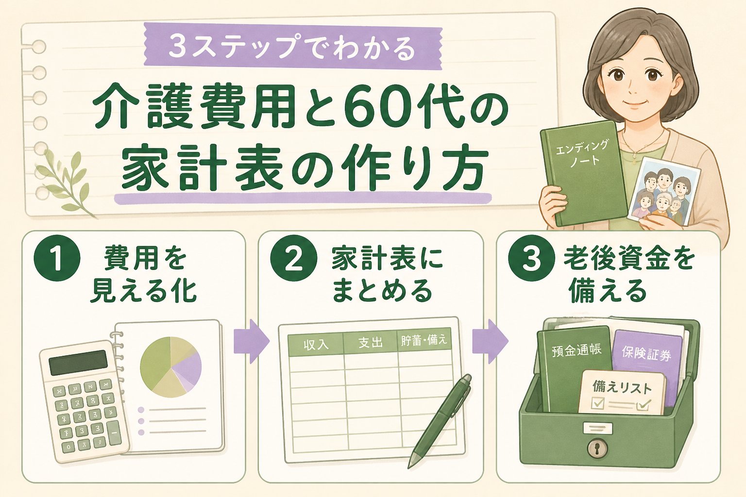 老後資金 介護費用と60代の家計表の作り方の具体的な手順